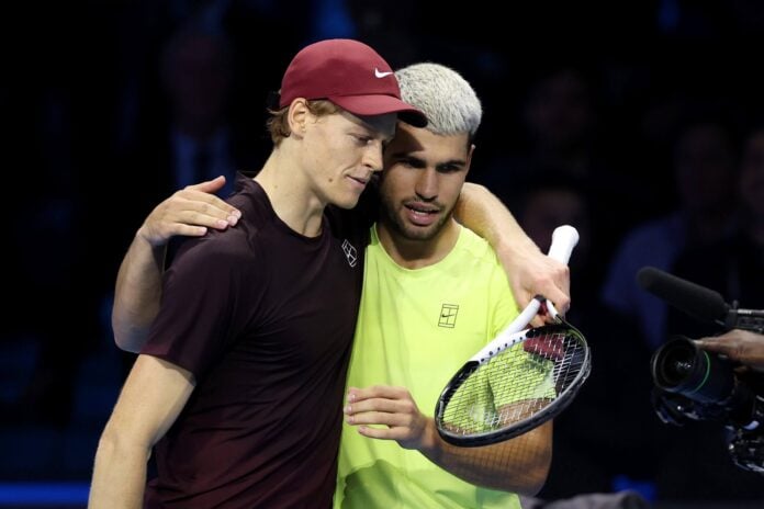 Jannik-Sinner-Carlos-Alcaraz-ATP-Tour-Finals-scaled تصنيف ATP.. سينر أولا وزفيريف يتجاوز ألكاراز