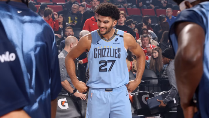 Cameron Bozer, joueur des Memphis Grizzlies, lors du match de son équipe contre les Portland Trail Blazers