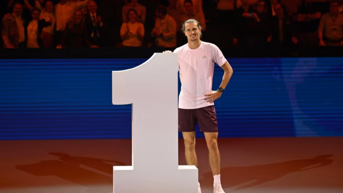 Alexander Zverev lors de son match au tournoi de tennis de Vienne